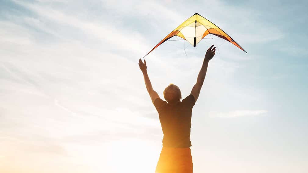 Man flying kite