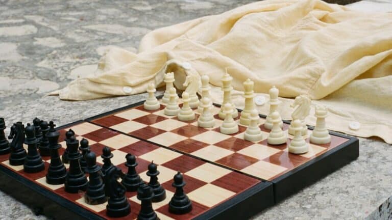 Chessboard on marble surface