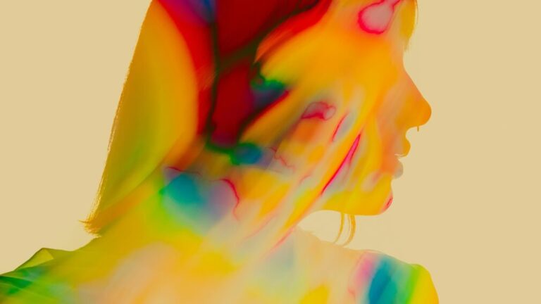 Artistic profile of a woman in psychedelic colors