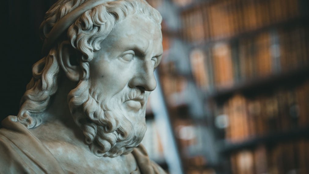 Philosopher statue in library